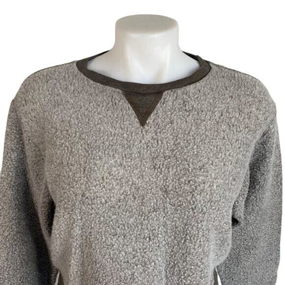 GoodLife Grey Crop Sherpa Sweatshirt Reversible Made in the USA Sweatshirt - Picture 2 of 12